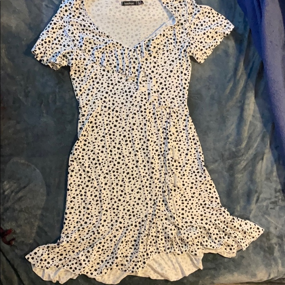 Dalmatian print ruffle tea dress -never worn